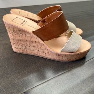 Dolce Vita Brown and Cream Cork Wedges